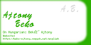 ajtony beko business card